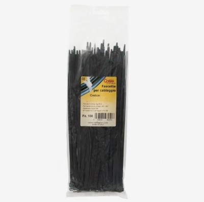 Set 100 buc colier cablu 1000x12.6mm fasete, cose, soricei, bride din plastic negru rezistenta 114kg Cobra 9591 foto