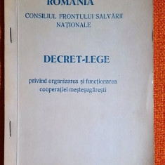 Decret-lege privind organizarea si functionarea cooperatiei mestesugaresti 1990