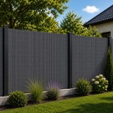 Panou de intimitate pentru gard din PVC gri, protectie UV, 500x180 cm