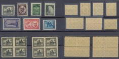 ROMANIA 1922 Incoronarea Alba Iulia serie dantelata &amp; 2x erori 5 bani bloc 4 MNH
