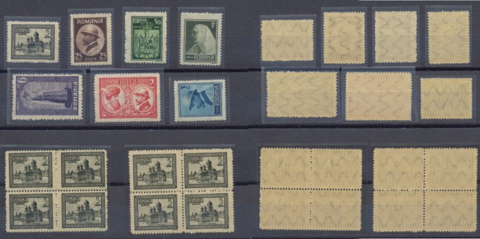 ROMANIA 1922 Incoronarea Alba Iulia serie dantelata &amp; 2x erori 5 bani bloc 4 MNH