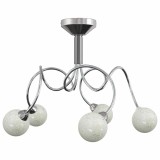 Plafoniera cu abajururi rotunde din sticla, 5 becuri LED G9