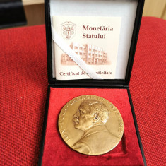 Medalie Ion Luca Caragiale + Cutie Si Certificat Monetaria Statului