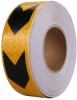 Banda reflectorizanta adeziva tip fagure - SAGEATA NEGRU-GALBEN rola 5cm x 25m