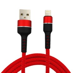 Cablu de date iPhone incarcare rapida 2.1A, Kubetron, 1m, USB 3.0 la Lightning, Pentru Apple, Nylon Impletit Rezistent, Rosu foto