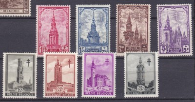 DB1 Belgia 1939 Biserici Lupta contra Tuberculozei 8 v. MNH foto