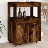 Cumpara ieftin Cărucior de bar, stejar fumuriu, 60x39,5x89 cm, lemn prelucrat