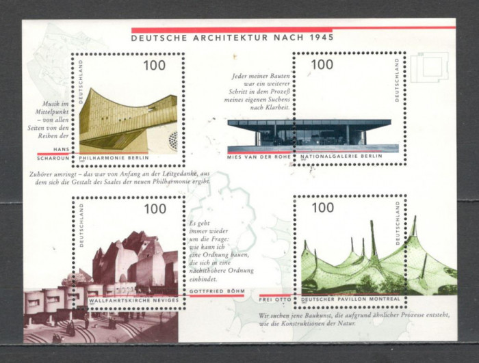 Germania.1997 Arhitectura germana după 1945-Bl. MG.895