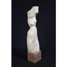 Statueta nud / Silueta feminina sculptura in marmura alba - artist roman