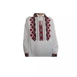 Cumpara ieftin Camasa Traditionala de Baieti Alba cu Motiv Geometric Rosu - ITB41