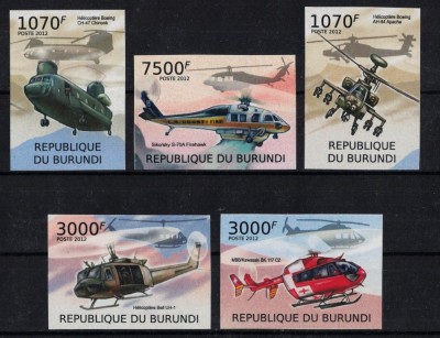 BURUNDI 2012 - Elicoptere / serie completa MNH, nedant foto