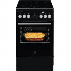 Aragaz Electrolux Steambake LKR564200K, 4 arzatoare, Electric, Latime 50 cm, Grill, negru