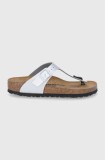 Birkenstock slapi Gizeh femei, culoarea argintiu, cu toc plat, 43853