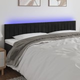 Cumpara ieftin Tăblie de pat cu LED, negru, 200x5x78/88 cm, catifea