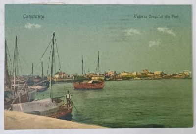 CONSTANTA , VEDEREA ORASULUI DINSPRE PORT , CARTE POSTALA , 1923 foto