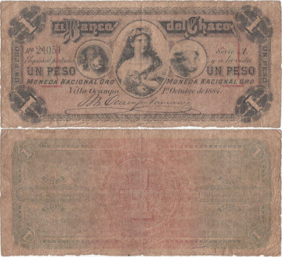 1884 (1 X), 1 peso (P-S1566) - Argentina! foto