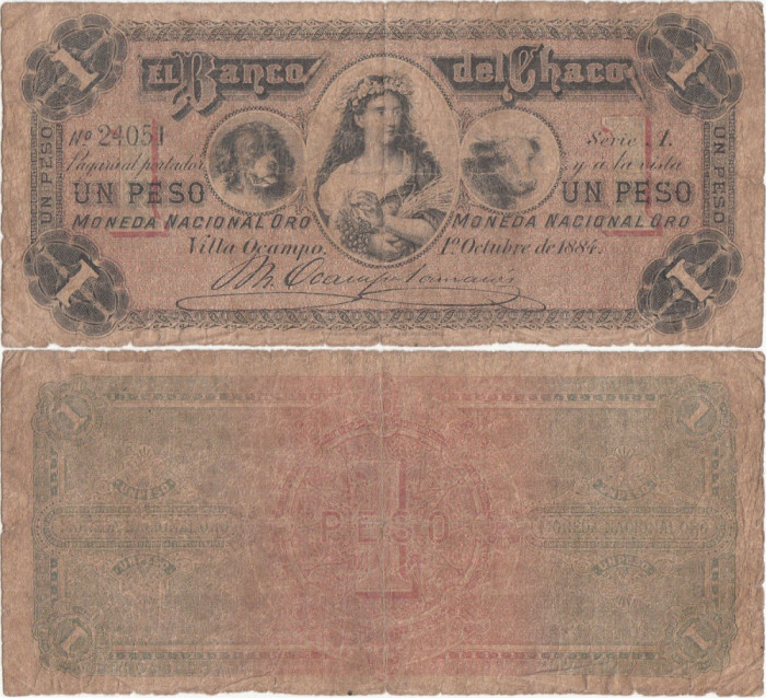 1884 (1 X), 1 peso (P-S1566) - Argentina!