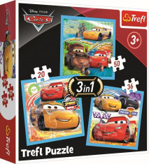 Puzzle Trefl 3in1 Cars pregatiri pentru cursa foto