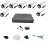 Sistem supraveghere exterior AHD 1080p 8 camere full HD 20m IR, DVR 8 canale, accesorii SafetyGuard Surveillance, Rovision