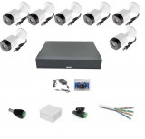 Sistem supraveghere exterior AHD 1080p 8 camere full HD 20m IR, DVR 8 canale, accesorii SafetyGuard Surveillance