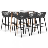 VidaXL Set mobilier de bar, 7 piese, alb și gri