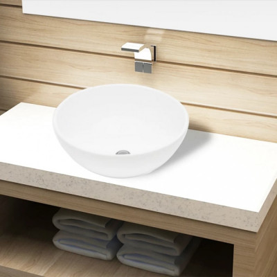 Bazin chiuvetă de baie din ceramică, rotund, alb foto