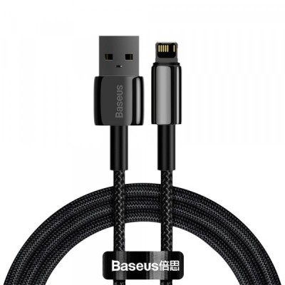 Cablu Date si Incarcare USB-A - Lightning Baseus Tungsten Gold, 20W, 1m, Negru CALWJ-01 foto