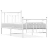 Cumpara ieftin Cadru de pat metalic cu tablie de cap/picioare, alb, 90x200 cm