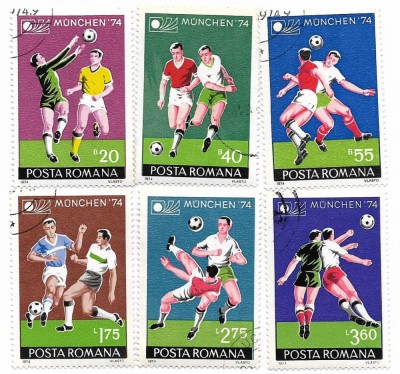 Romania (591) - C.M. de Fotbal 1974 - Munchen, 1974 - serie obliterata foto
