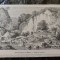Desen, gravura Auguste Lancelot, Defileu in Bistrita, cca 1860, caserat,17x11 cm