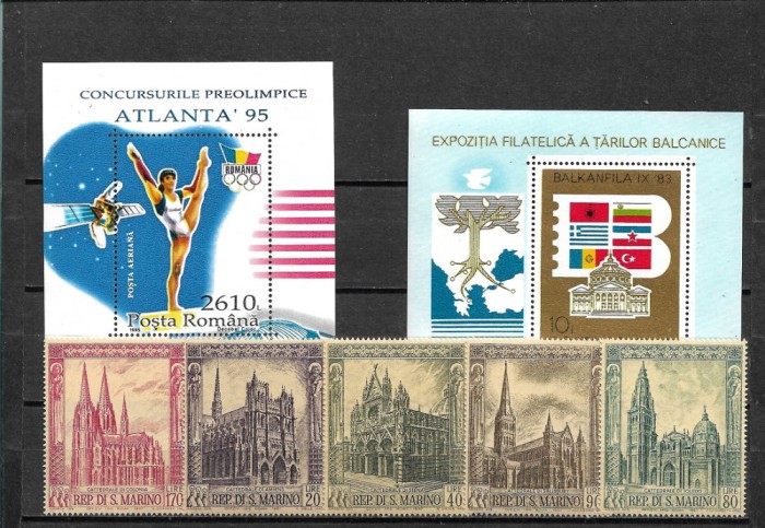 C5710 - lot timbre nestampilate Romania+San Marino