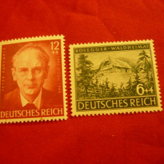 Serie Germania 1943 Deutsches Reich -100 Ani Peter Rosseger , 2 valori