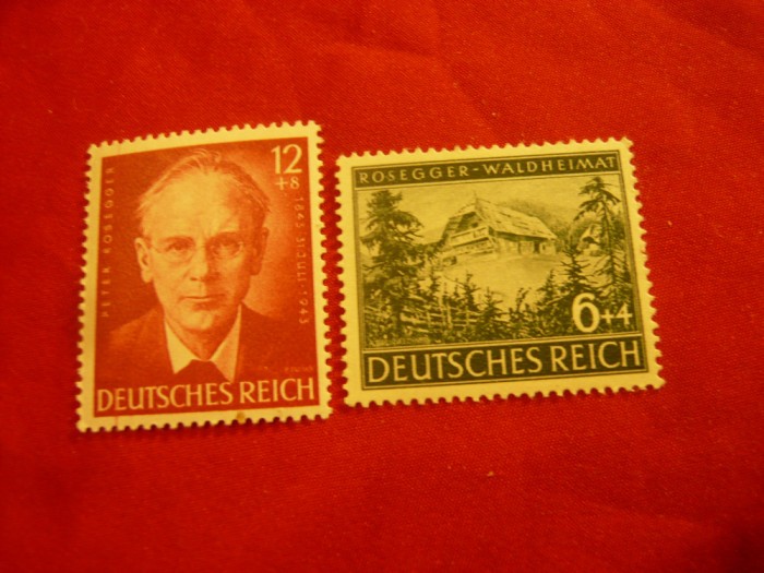 Serie Germania 1943 Deutsches Reich -100 Ani Peter Rosseger , 2 valori