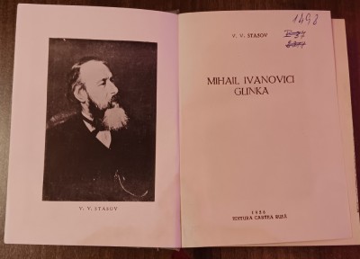 myh 821s - VV Stasov - Mihail Ivanovici Glinka - ed 1956 foto