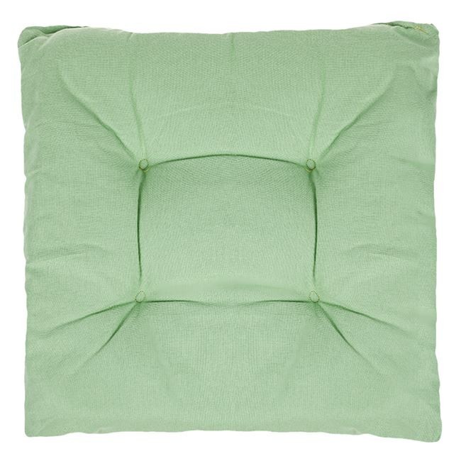 Perna verde, pentru scaun, cu doua fete, bumbac, 40x40x5 cm, patrata
