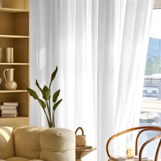 Set perdea tesatura in cu rejansa tip creion, Santo Domingo, Madison, 450x275 cm, Alb, 2 buc
