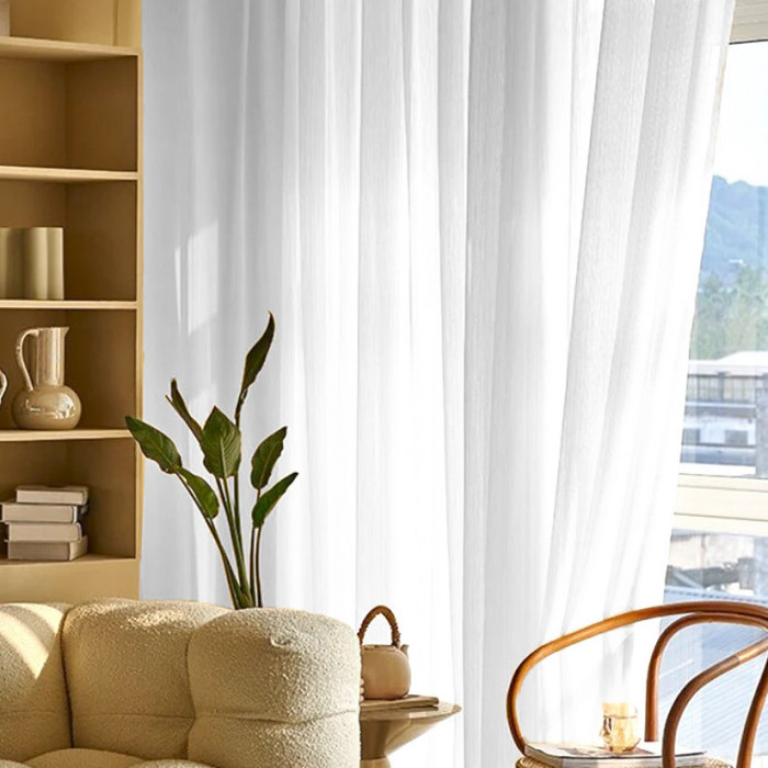 Perdea tip tesatura in cu rejansa din bumbac tip fagure, Santo Domingo, Madison, 800x240 cm, Alb