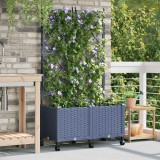 Cumpara ieftin Vaza de gradina cu spalier si roti 2 buc. Gri 80 x 40 x 149 cm