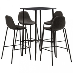 vidaXL Set mobilier de bar, 5 piese, gri &icirc;nchis, material textil
