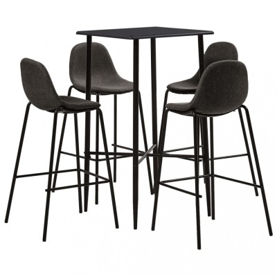 vidaXL Set mobilier de bar, 5 piese, gri &amp;icirc;nchis, material textil foto