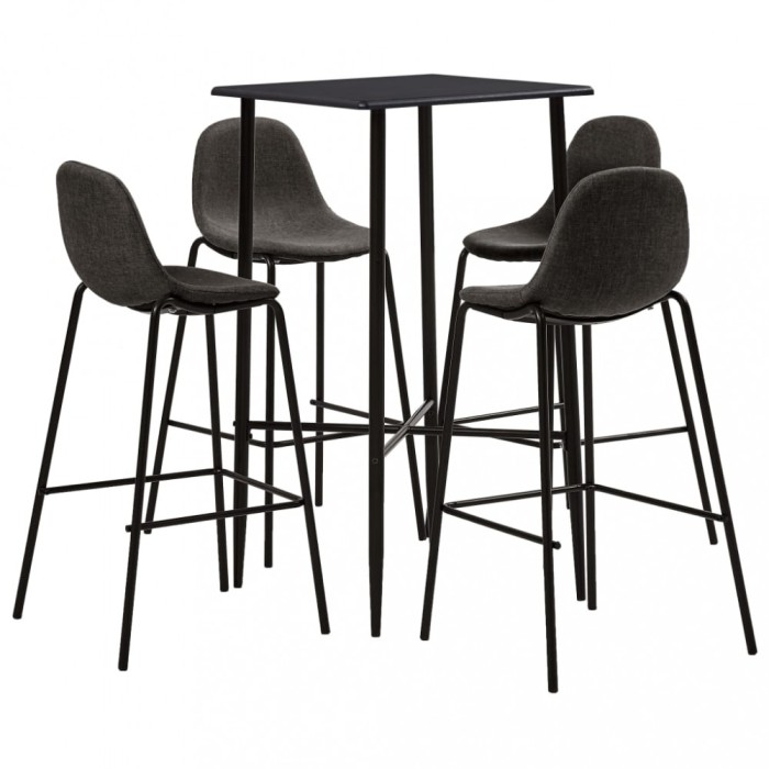 vidaXL Set mobilier de bar, 5 piese, gri &icirc;nchis, material textil