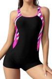 Costum de baie dintr-o bucată pentru femei cu spate racerback și control al abdomenului &ndash; Negru M