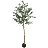 HOMCOM Măslin Artificial &Icirc;nalt de 180 cm cu 900 Frunze, 40 Măsline și Ghiveci | Aosom Romania