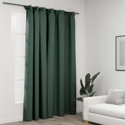 Draperie opaca, aspect de in, verde, 290 x 245 cm, cu carlige GartenMobel Dekor foto