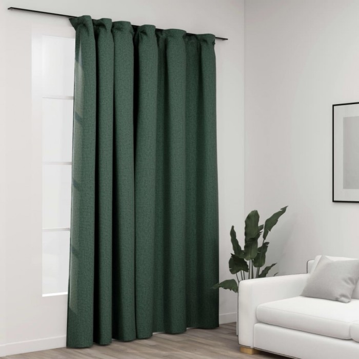 Gossi draperie opaca, aspect de in, verde, 290 x 245 cm, cu carlige