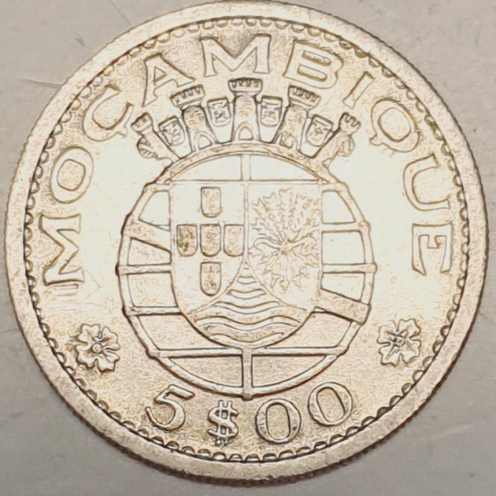 807 Mozambic 5 Escudos 1960 km 84 argint