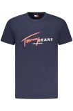 Cumpara ieftin Tommy Jeans Tricou signature barbati, cu imprimeu pe centru, Regular Fit, Bleumarin, S