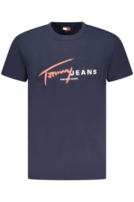 Tommy Jeans Tricou signature barbati, cu imprimeu pe centru, Regular Fit, Bleumarin, S