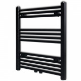 Radiator baie port-prosop &icirc;ncălzire centrală, drept, negru, 600x764 mm