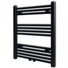 Radiator baie port-prosop încălzire centrală, drept, negru, 600x764 mm